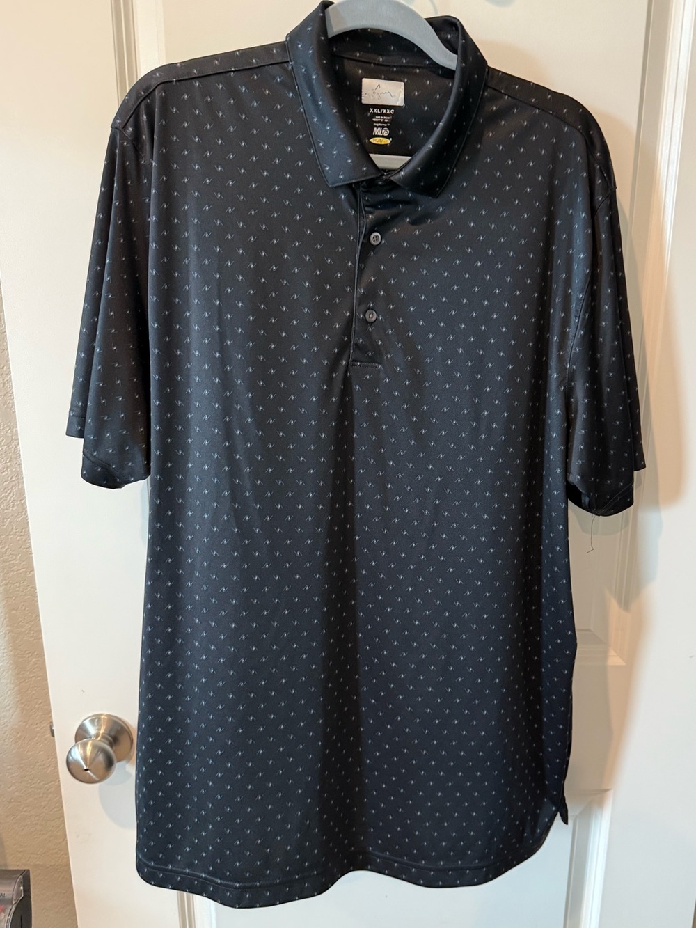 Greg Norman Black Polo with Micro Dot Pattern